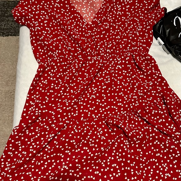 Floerns Women's Plus Size Wrap V Neck Short Sleeve Ruffle Hem A Line Short Dress - Picture 5 of 6